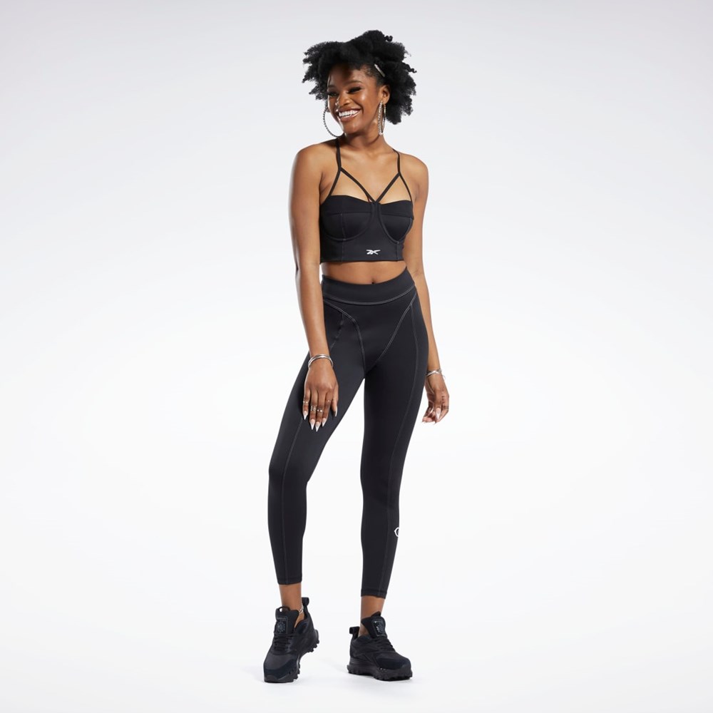 Reebok Cardi B Bralette Czarne Białe | YBRM-39168