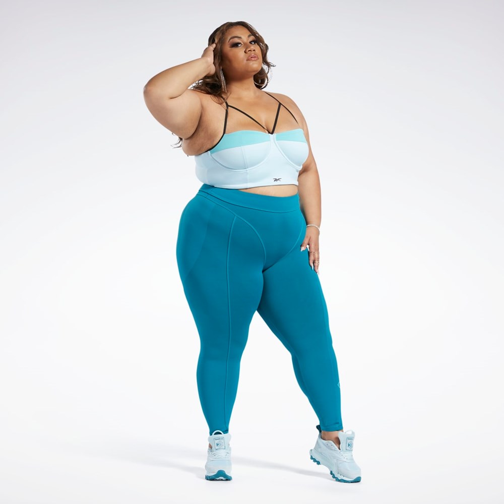 Reebok Cardi B Bralette (Plus Size) Niebieskie Turkusowe | RGIQ-70145