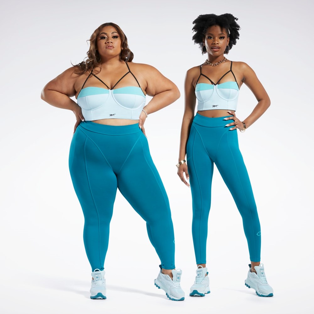 Reebok Cardi B Bralette (Plus Size) Niebieskie Turkusowe | RGIQ-70145