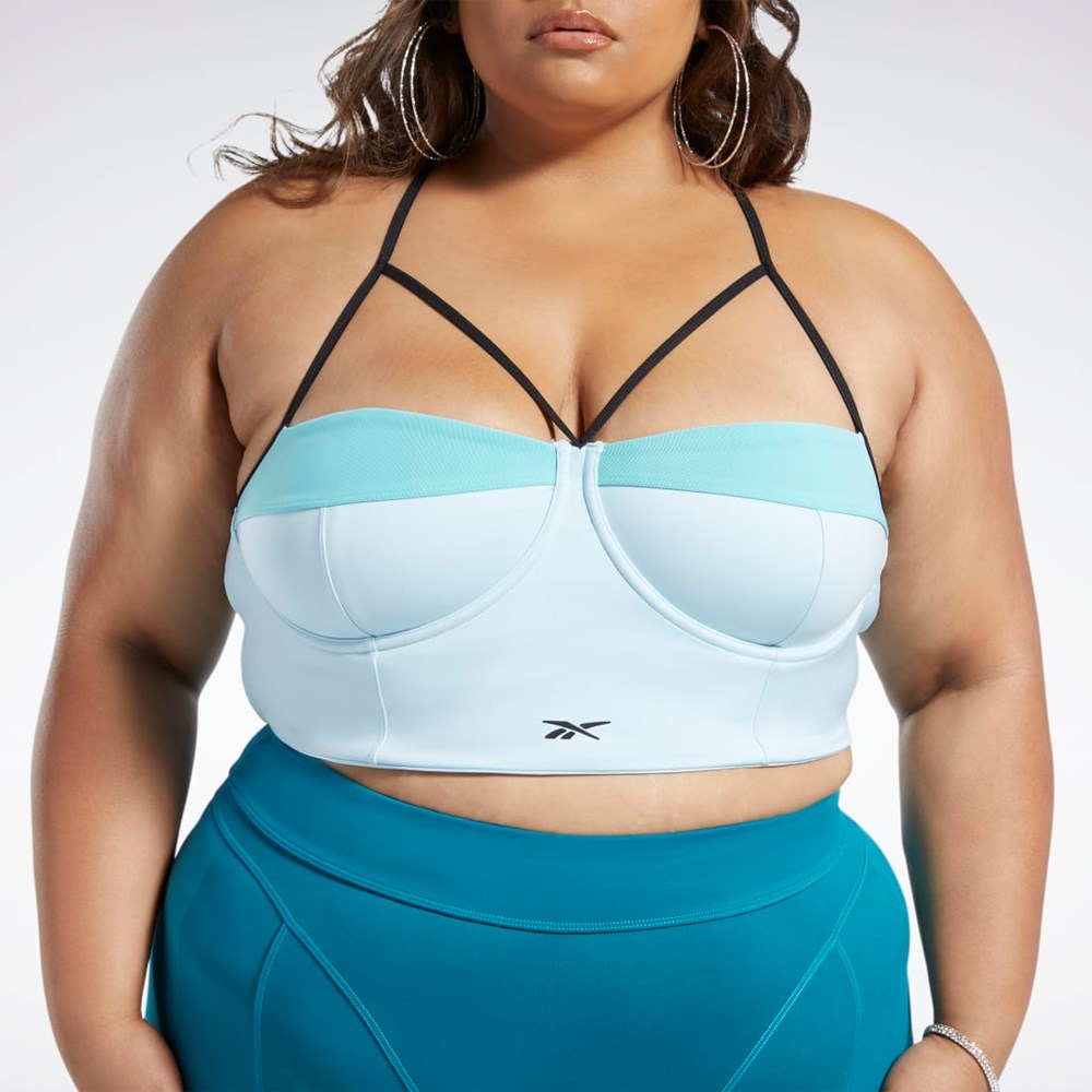 Reebok Cardi B Bralette (Plus Size) Niebieskie Turkusowe | RGIQ-70145