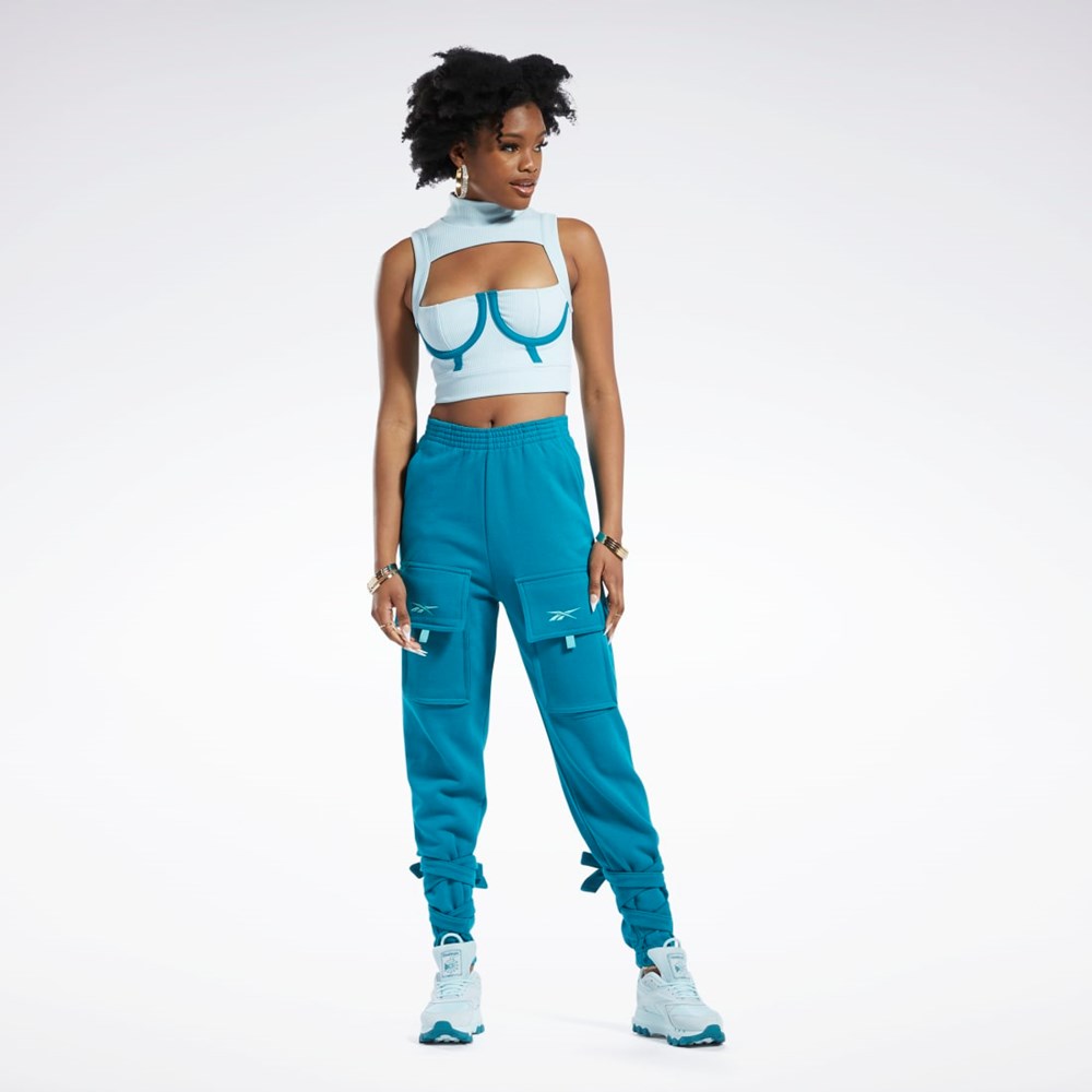 Reebok Cardi B Crop Top Niebieskie | QMIL-30518