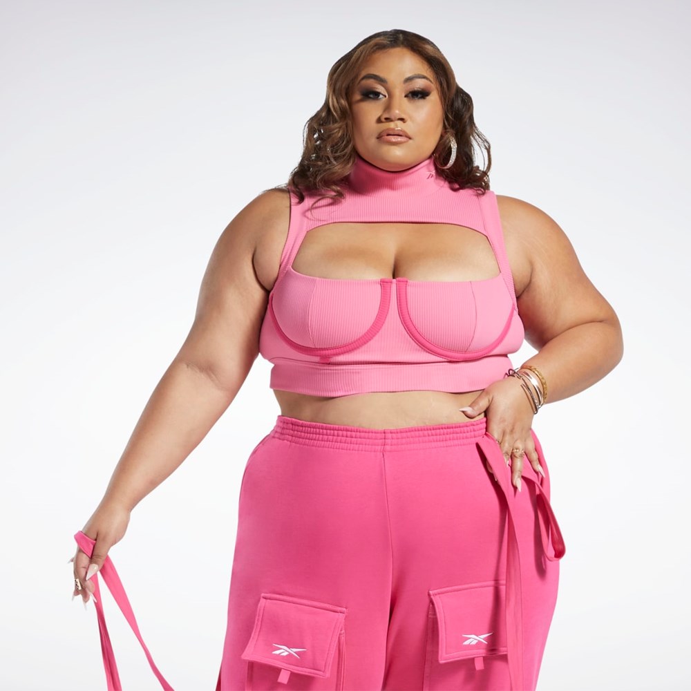 Reebok Cardi B Crop Top (Plus Size) Różowe Różowe | RNWQ-38642