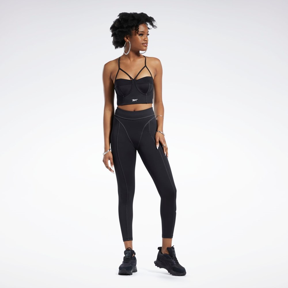 Reebok Cardi B High-Rise Tights Czarne | DNIH-90261