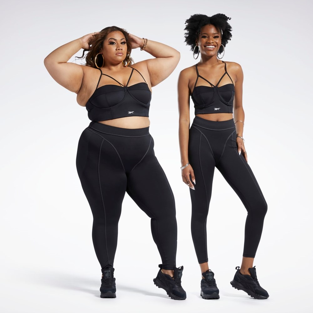 Reebok Cardi B High-Rise Tights Czarne | DNIH-90261