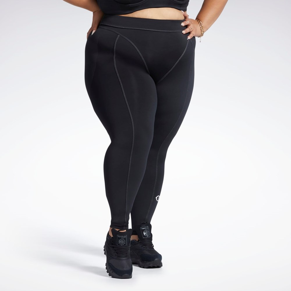 Reebok Cardi B High-Rise Tights (Plus Size) Czarne | BUZJ-21473