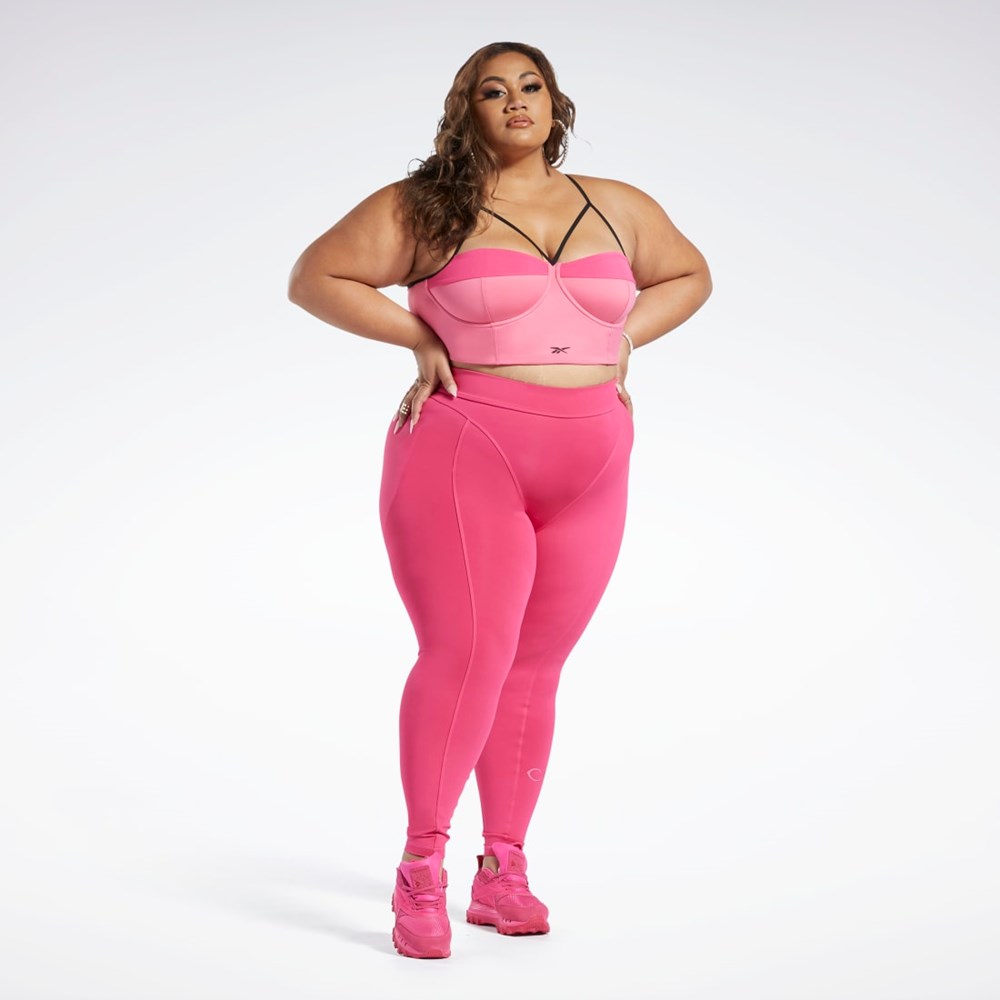 Reebok Cardi B High-Rise Tights (Plus Size) Różowe | IOGU-48763