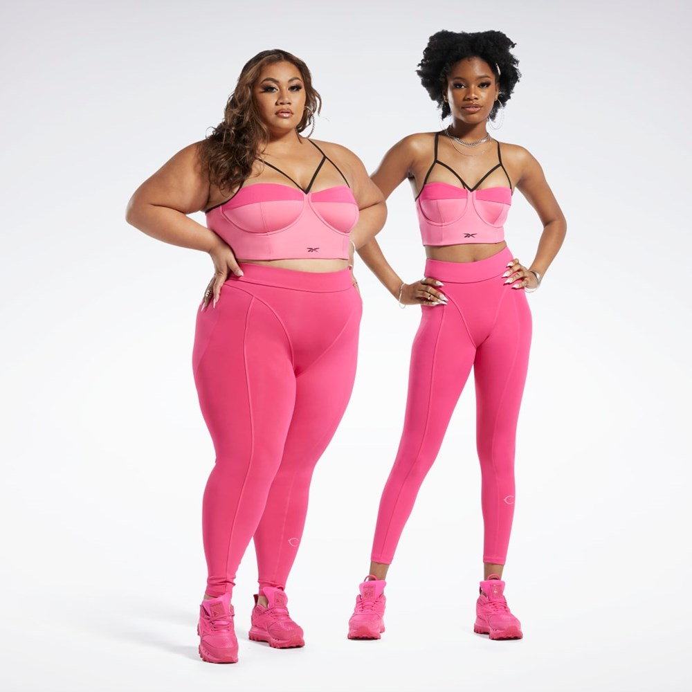 Reebok Cardi B High-Rise Tights (Plus Size) Różowe | IOGU-48763