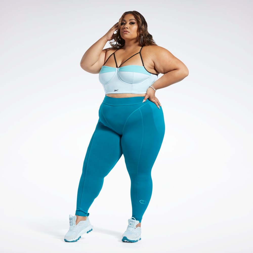 Reebok Cardi B High-Rise Tights (Plus Size) Seaport Teal | VTGO-98213