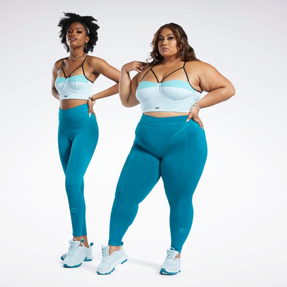 Reebok Cardi B High-Rise Tights (Plus Size) Seaport Teal | VTGO-98213