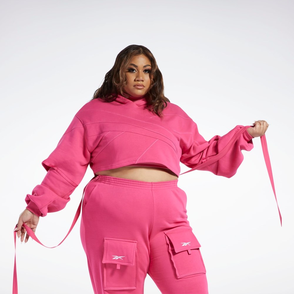 Reebok Cardi B Knit Hoodie (Plus Size) Różowe Różowe | OBQP-20764