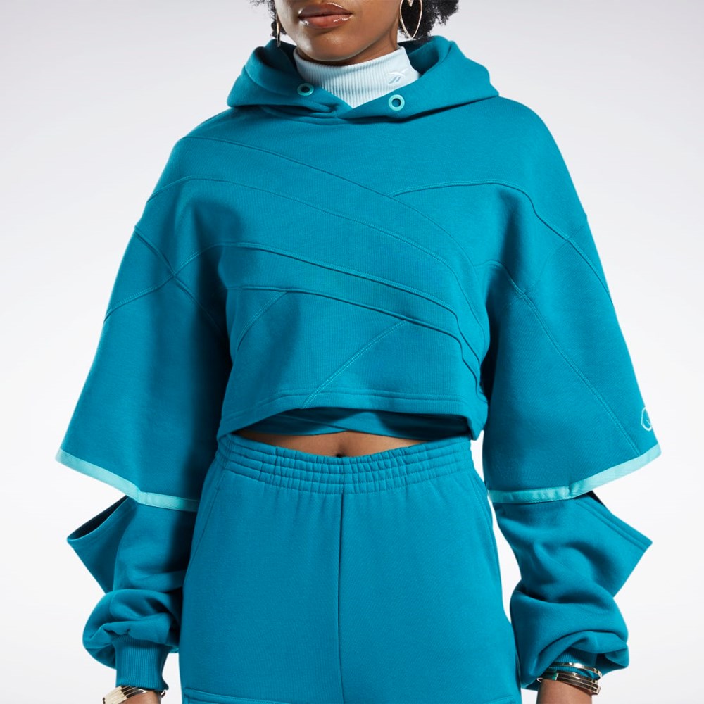 Reebok Cardi B Knit Hoodie Seaport Teal / Seaport Teal | AUTZ-41326