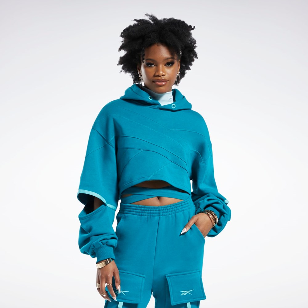 Reebok Cardi B Knit Hoodie Seaport Teal / Seaport Teal | AUTZ-41326