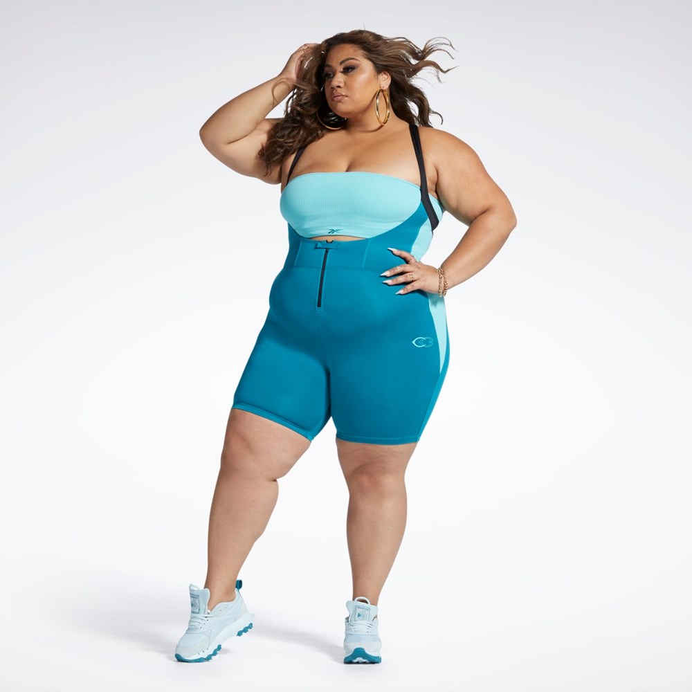 Reebok Cardi B Leotard (Plus Size) Seaport Teal | WTGH-80196