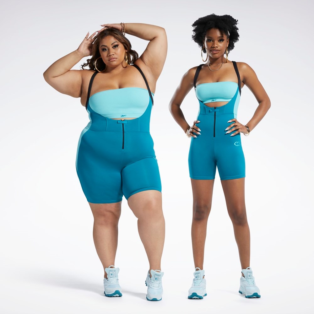 Reebok Cardi B Leotard (Plus Size) Seaport Teal | WTGH-80196