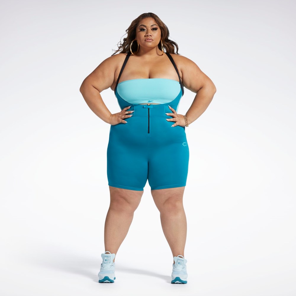 Reebok Cardi B Leotard (Plus Size) Seaport Teal | WTGH-80196