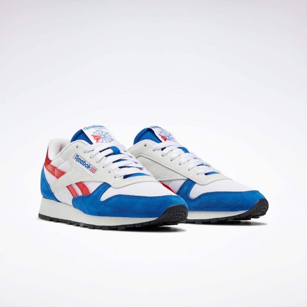 Reebok Classic Leather Make It Yours Shoes Niebieskie Białe Czerwone | DTIQ-92057