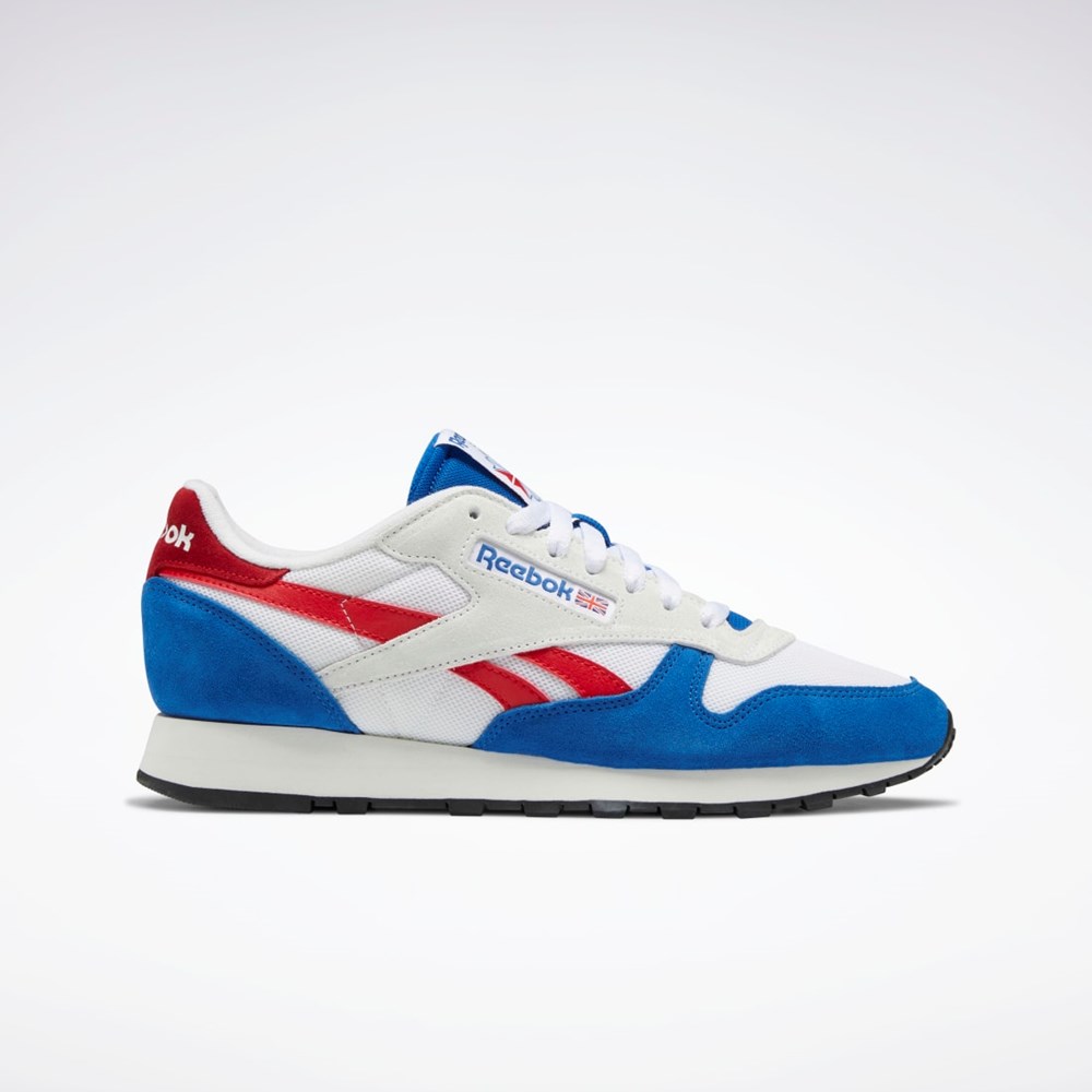 Reebok Classic Leather Make It Yours Shoes Niebieskie Białe Czerwone | DTIQ-92057