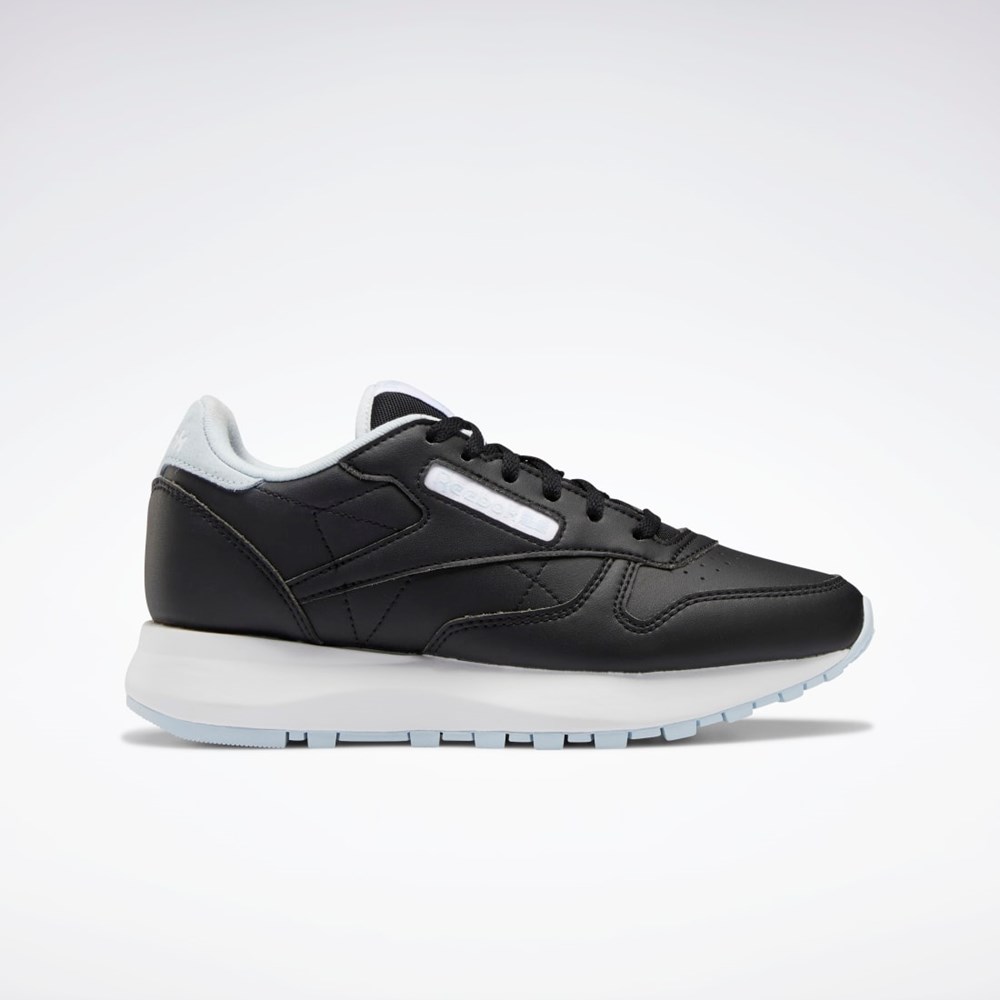 Reebok Classic Leather SP Shoes - Grade School Czarne Niebieskie Białe | UQCV-69241