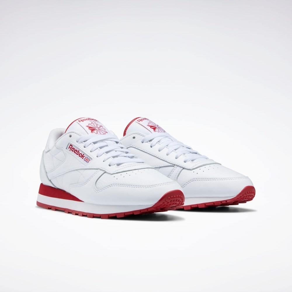 Reebok Classic Leather Shoes Białe Czerwone Białe | KQSA-70925