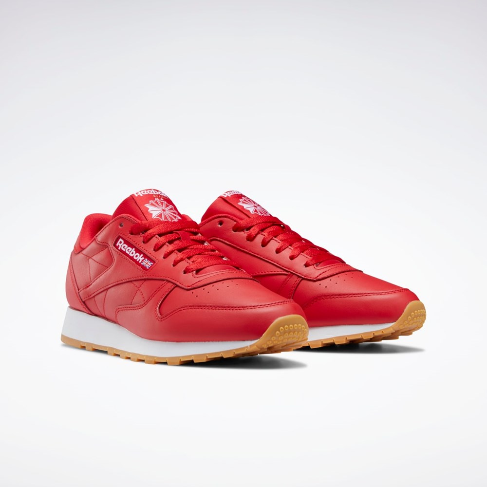 Reebok Classic Leather Shoes Czerwone Białe | UXEW-07862