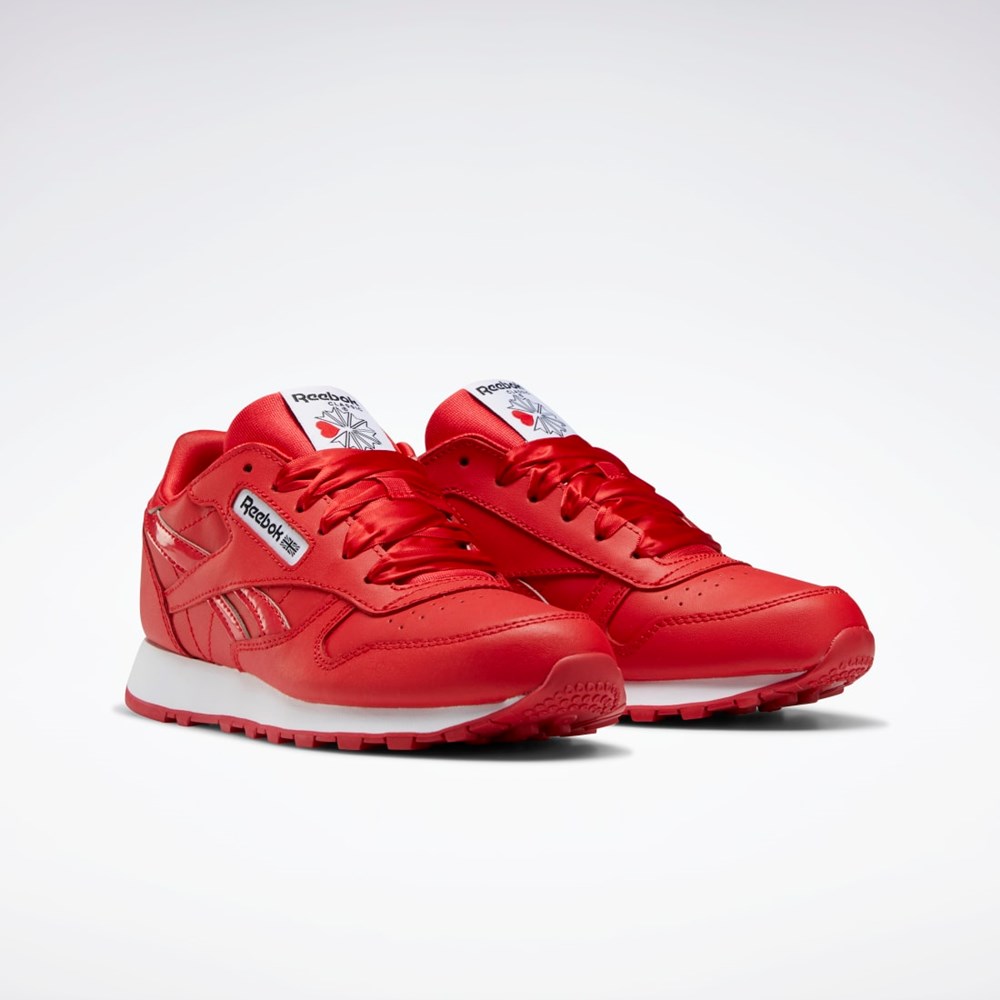 Reebok Classic Leather Shoes - Grade School Czerwone Czerwone Białe | NJEL-82675