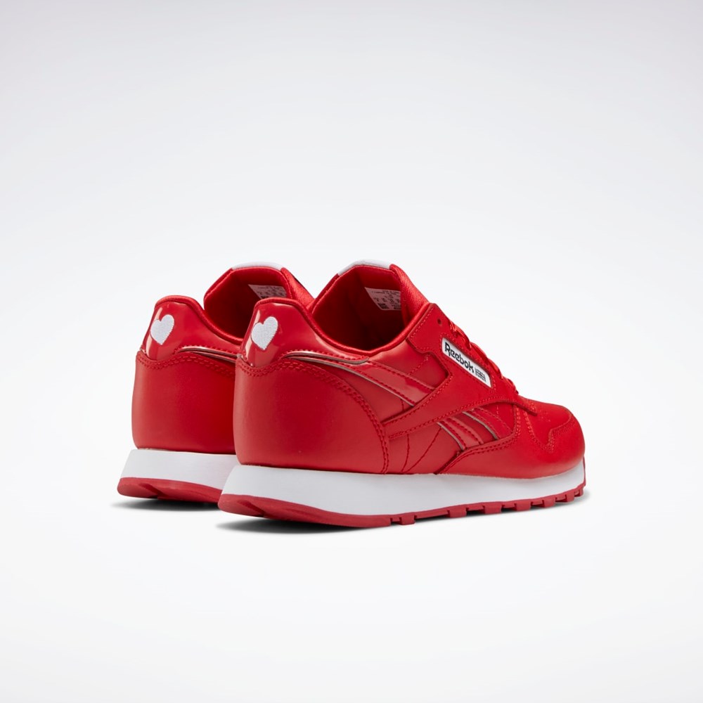 Reebok Classic Leather Shoes - Grade School Czerwone Czerwone Białe | NJEL-82675