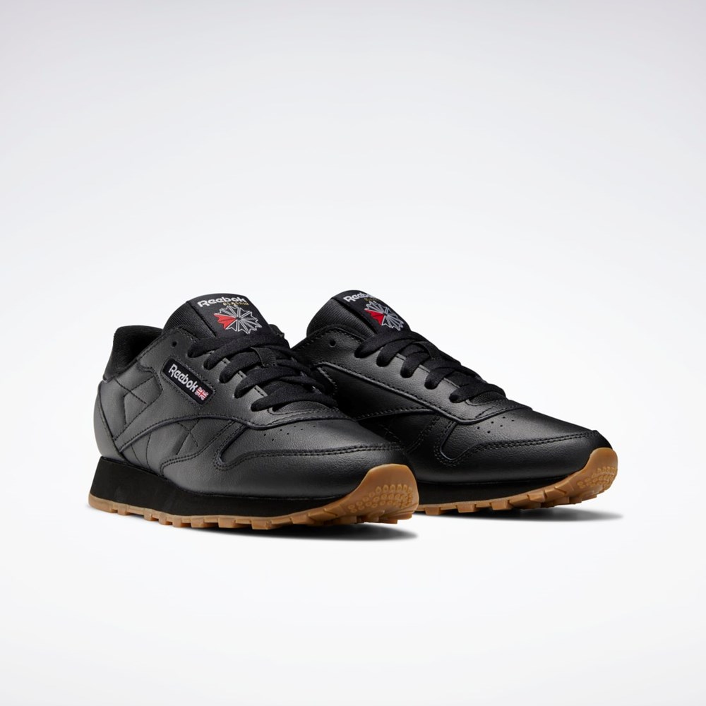 Reebok Classic Leather Shoes - Grade School Czarne Czarne | OYCI-87304