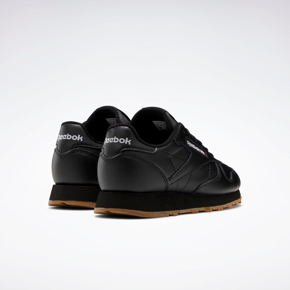 Reebok Classic Leather Shoes - Grade School Czarne Czarne | OYCI-87304