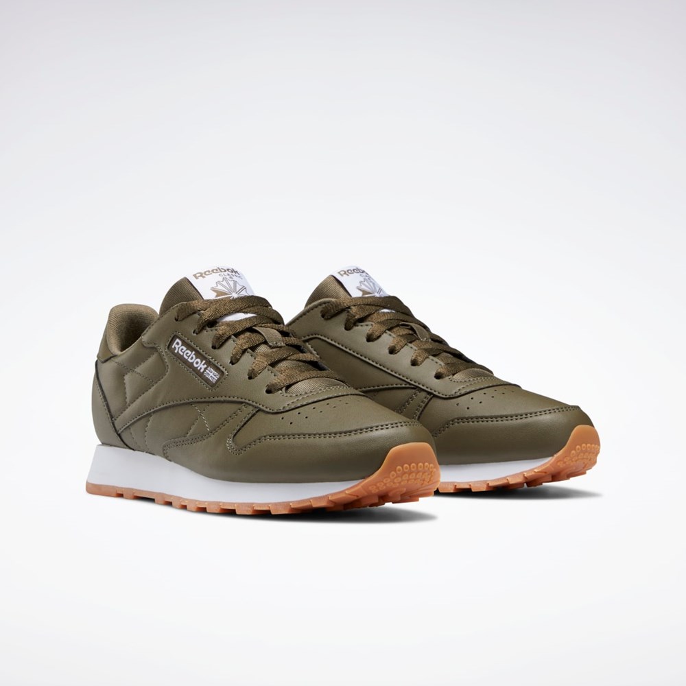 Reebok Classic Leather Shoes - Grade School Zielone Zielone Zielone | QOJB-78259