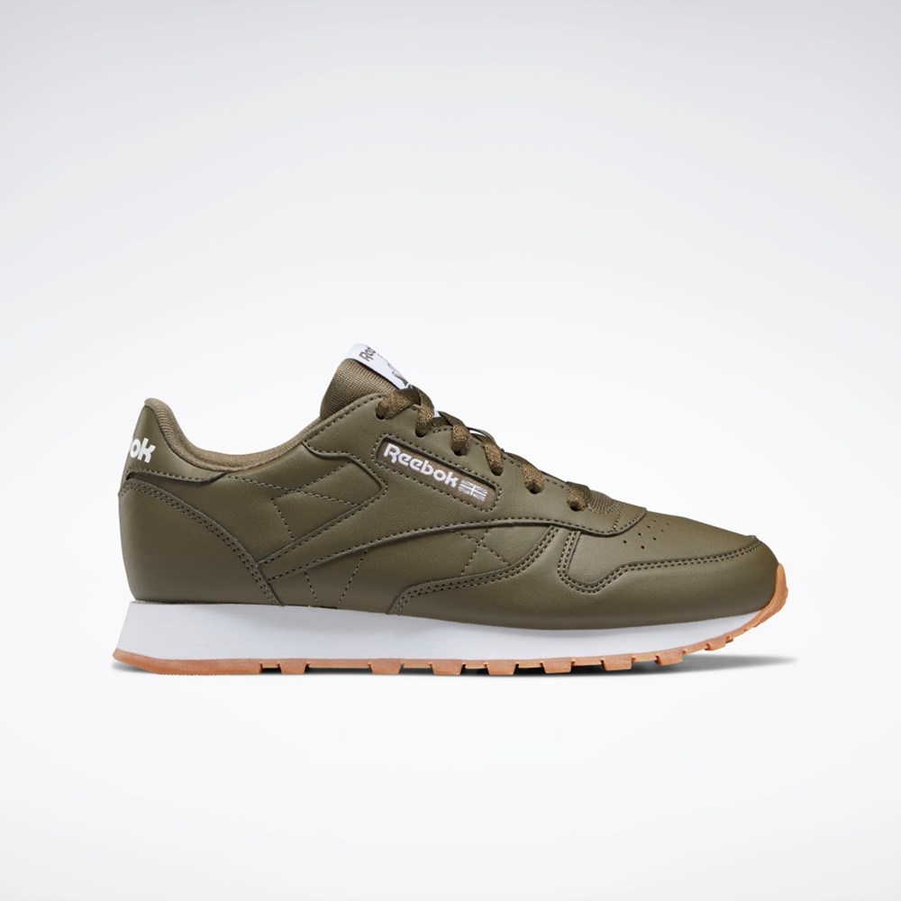 Reebok Classic Leather Shoes - Grade School Zielone Zielone Zielone | QOJB-78259