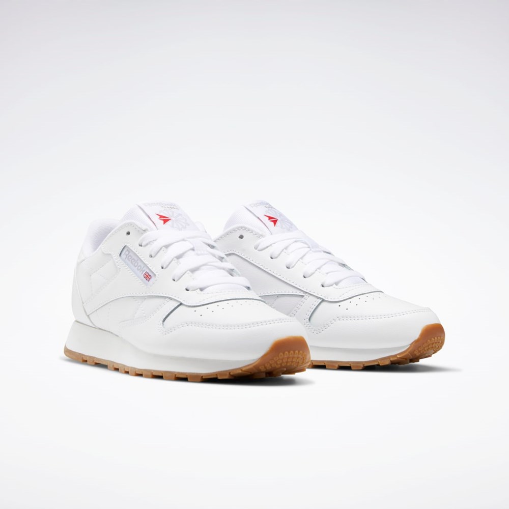 Reebok Classic Leather Shoes - Grade School Białe Białe | VZOA-27438