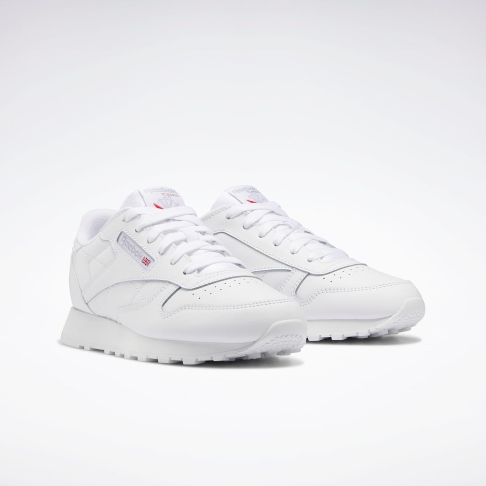 Reebok Classic Leather Shoes - Grade School Białe Białe Białe | ZQFP-94632