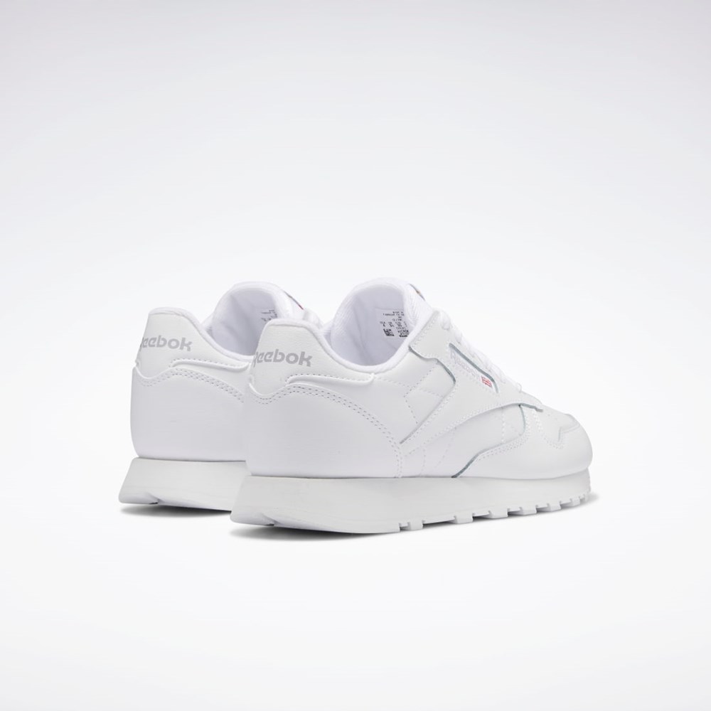 Reebok Classic Leather Shoes - Grade School Białe Białe Białe | ZQFP-94632