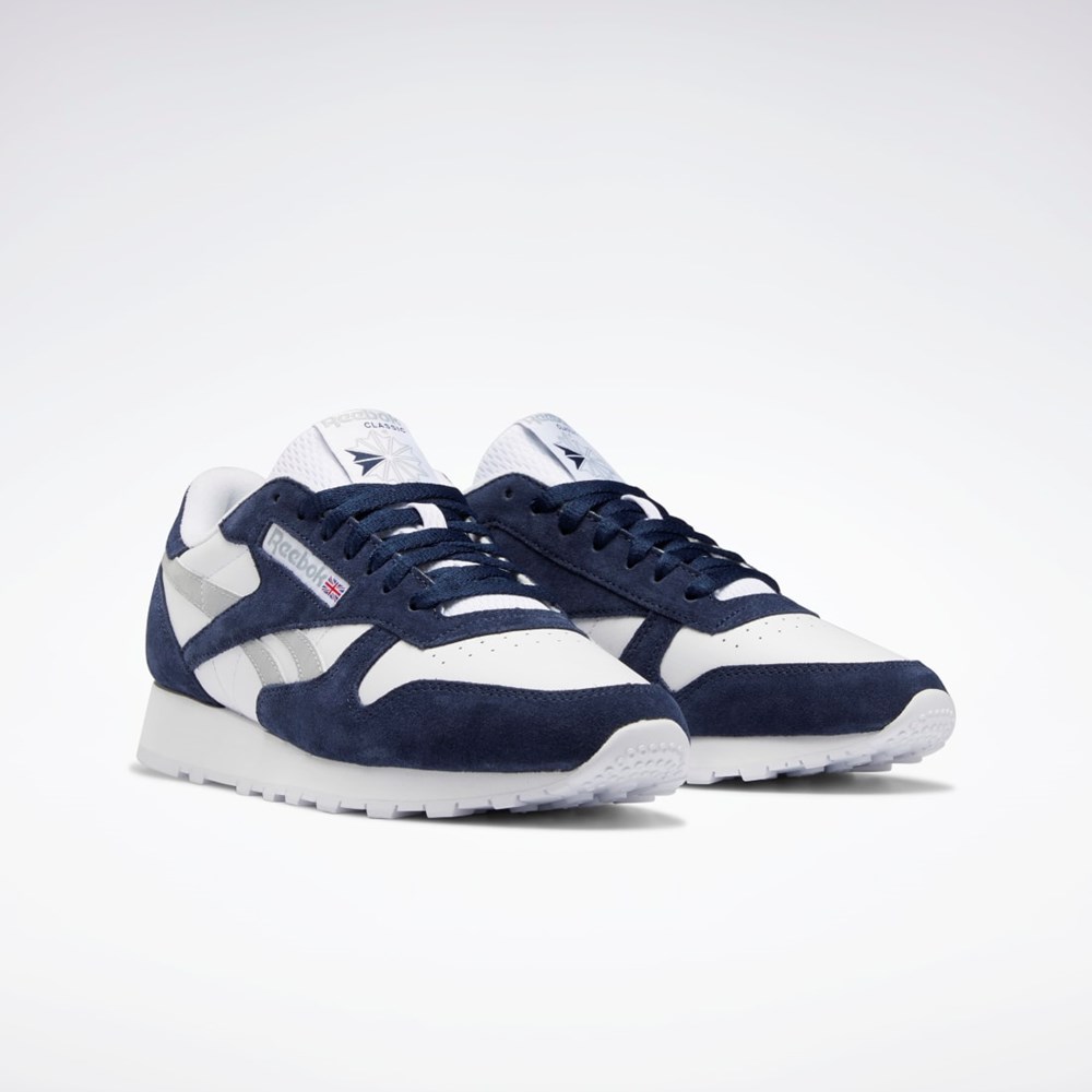 Reebok Classic Leather Shoes Granatowe Białe Szare | FBEZ-18469