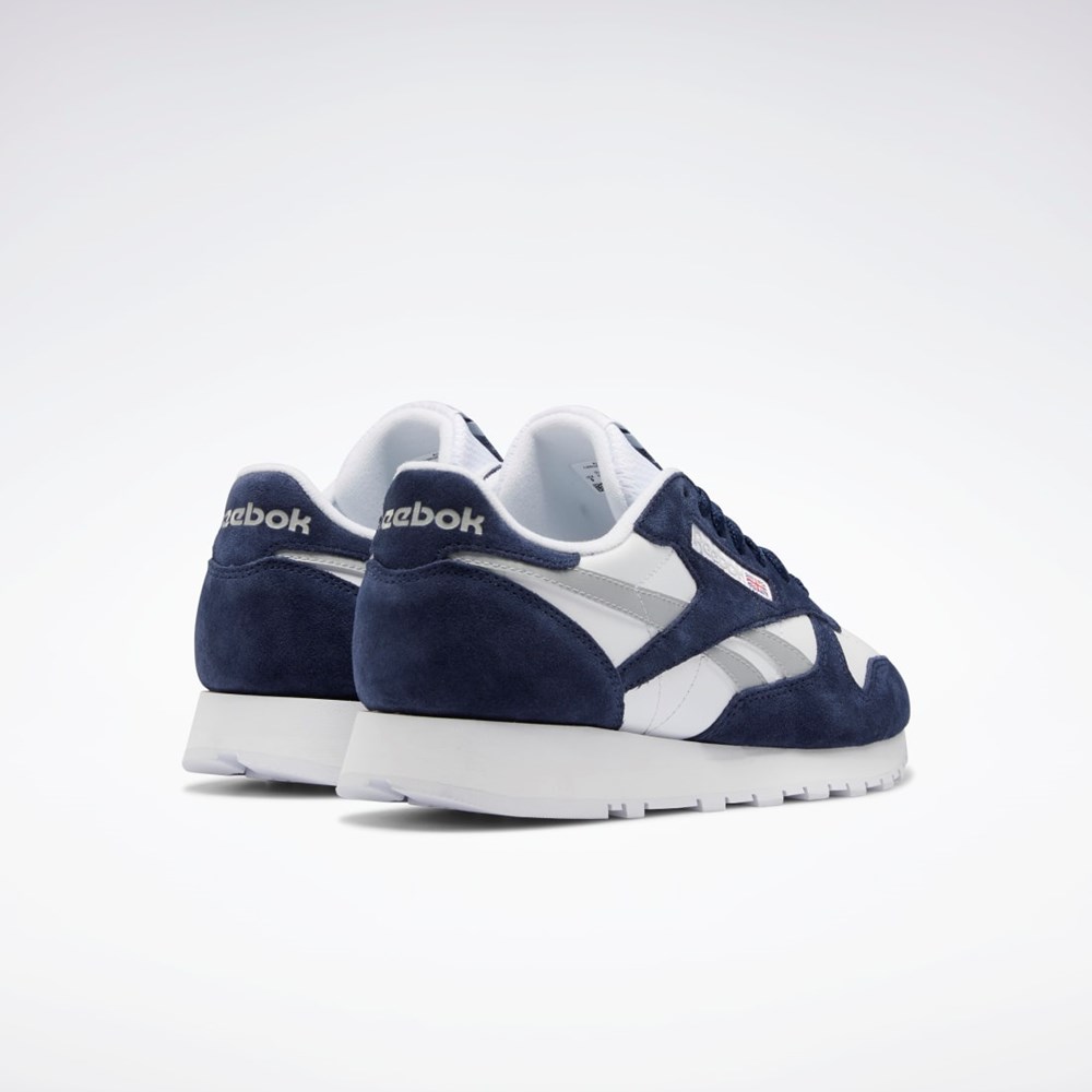 Reebok Classic Leather Shoes Granatowe Białe Szare | FBEZ-18469