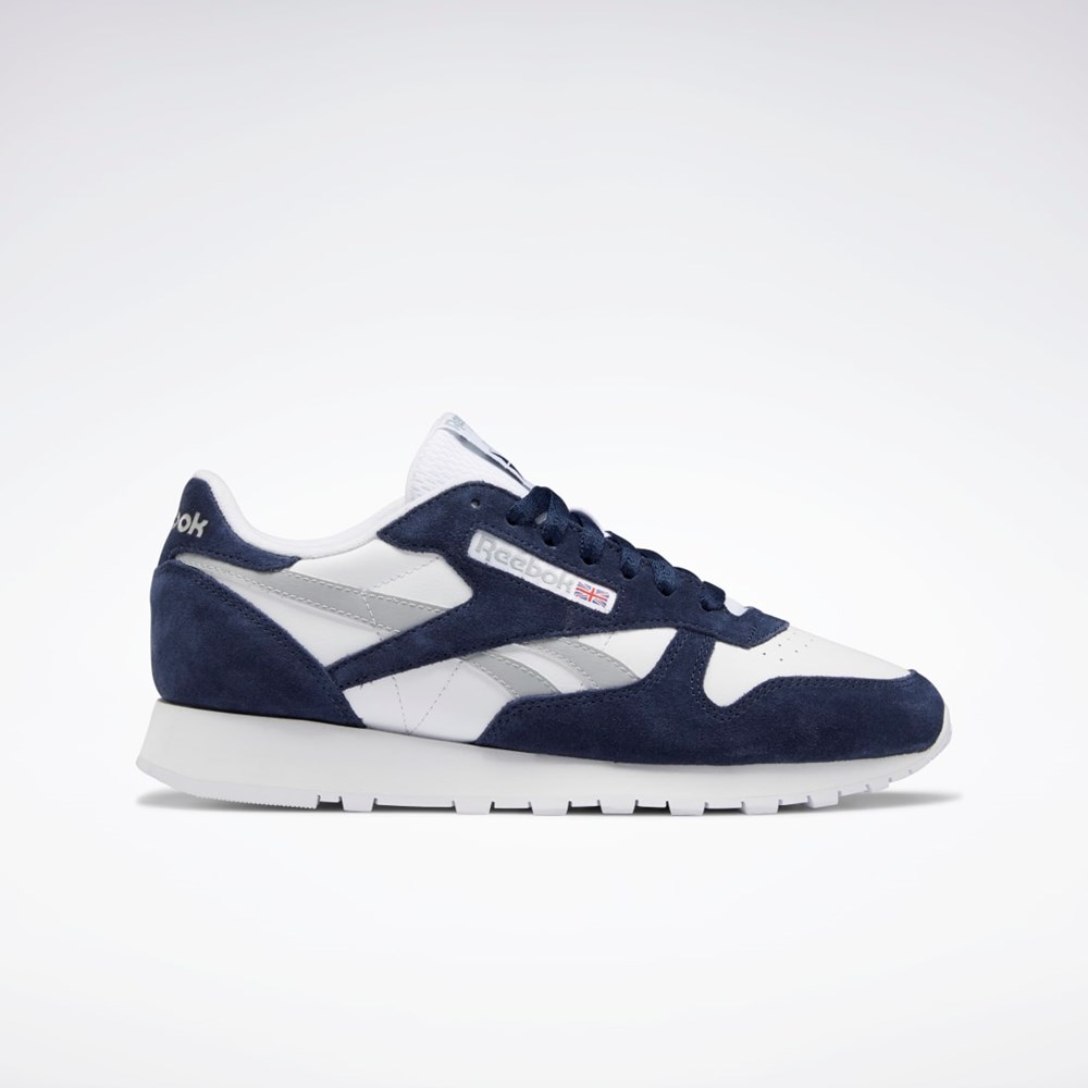 Reebok Classic Leather Shoes Granatowe Białe Szare | FBEZ-18469