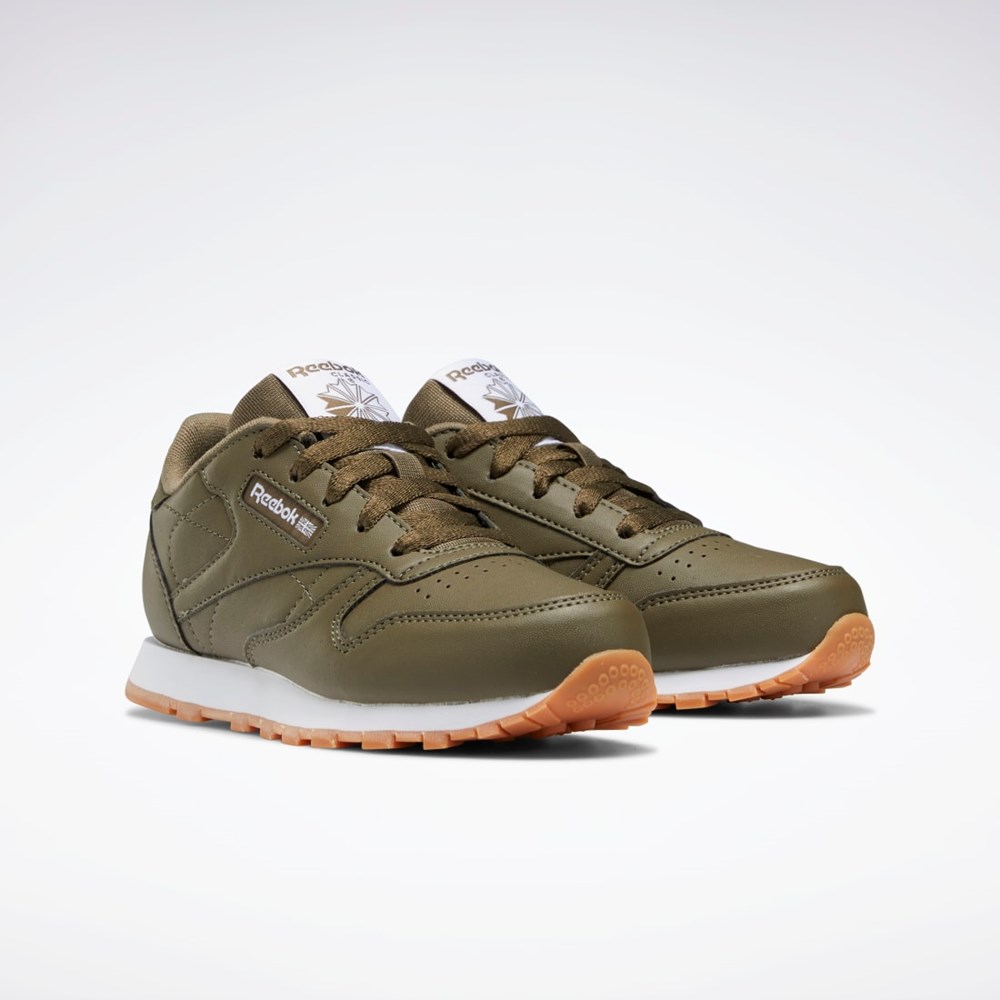 Reebok Classic Leather Shoes - Preschool Zielone Zielone Zielone | FSJY-89012