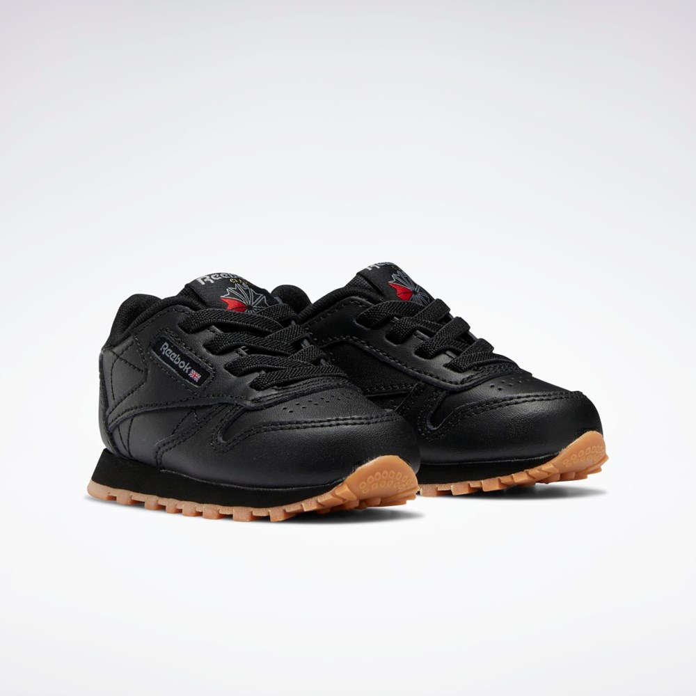 Reebok Classic Leather Shoes - Toddler Czarne Czarne | EWUH-72340