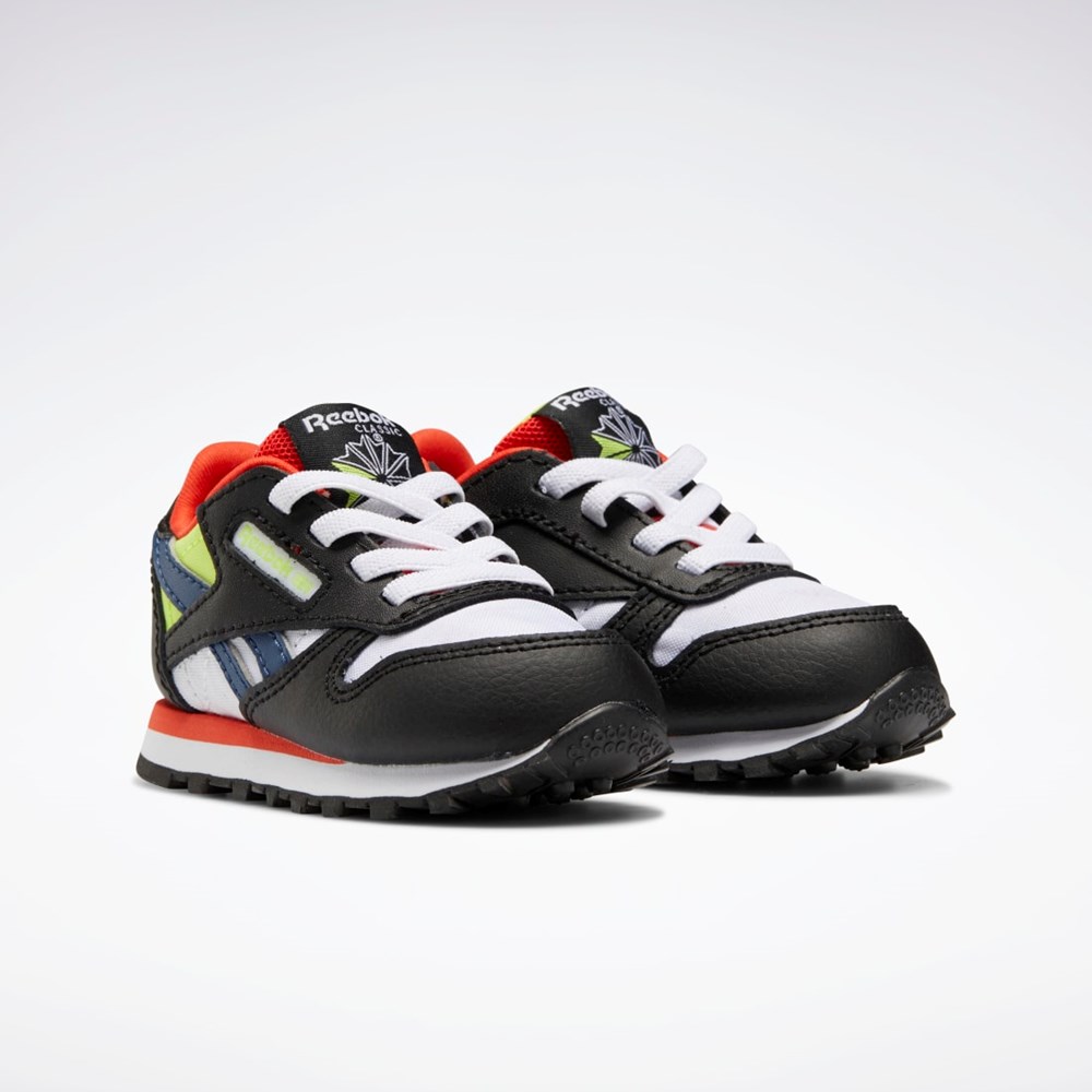 Reebok Classic Leather Shoes - Toddler Czarne Białe Czerwone | OLNF-09214