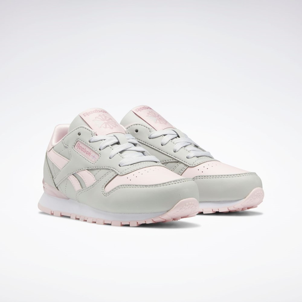 Reebok Classic Leather Step 'n' Flash Shoes - Preschool Szare Szare Różowe | FECQ-30742