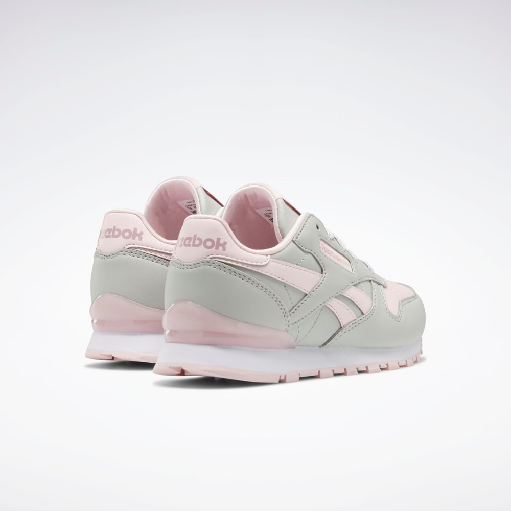 Reebok Classic Leather Step 'n' Flash Shoes - Preschool Szare Szare Różowe | FECQ-30742