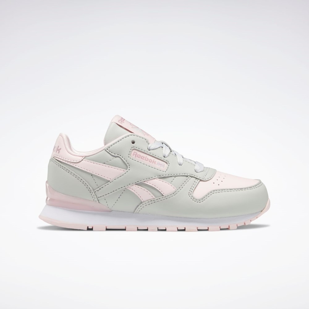 Reebok Classic Leather Step 'n' Flash Shoes - Preschool Szare Szare Różowe | FECQ-30742