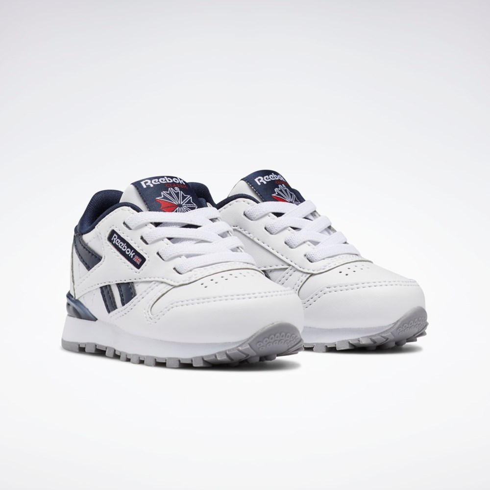 Reebok Classic Leather Step 'n' Flash Shoes - Toddler Białe Białe Granatowe | WSEN-82759