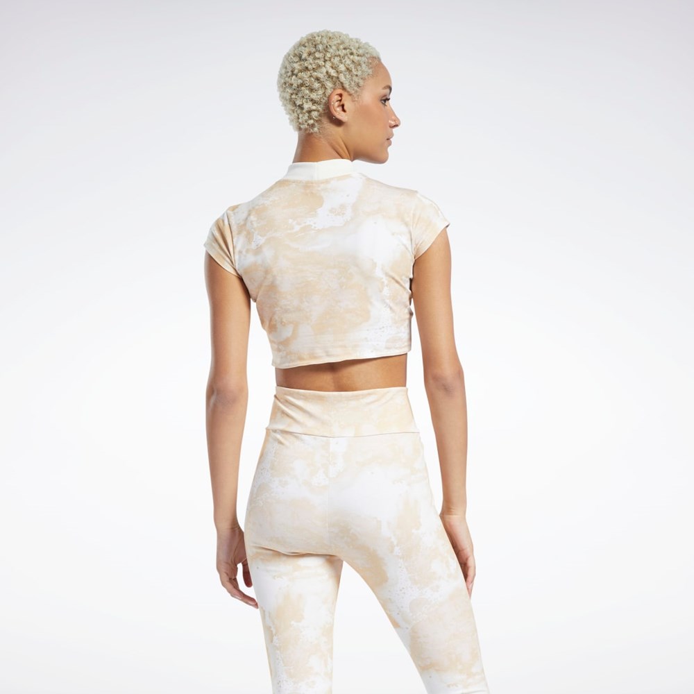 Reebok Classics Cloud Splatter-Print Krótkie Sleeve Cropped T-Shirt Stucco | IJOL-81746