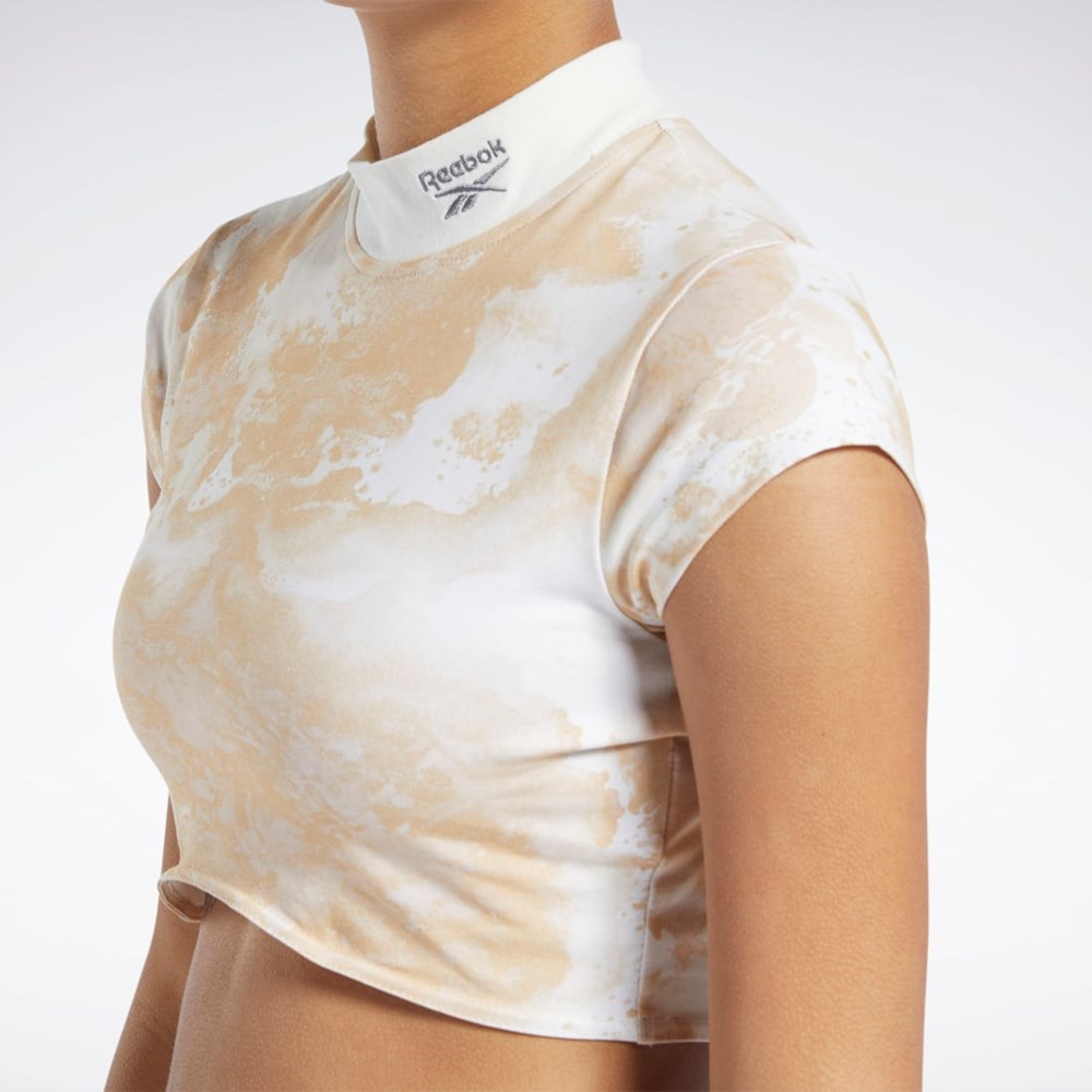 Reebok Classics Cloud Splatter-Print Krótkie Sleeve Cropped T-Shirt Stucco | IJOL-81746