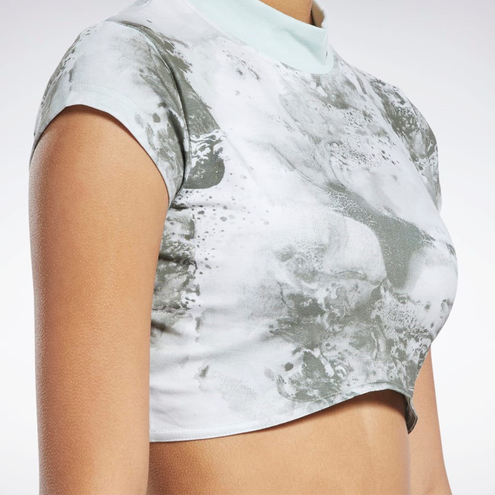 Reebok Classics Cloud Splatter-Print Krótkie Sleeve Cropped T-Shirt Głęboka | JYCB-25301