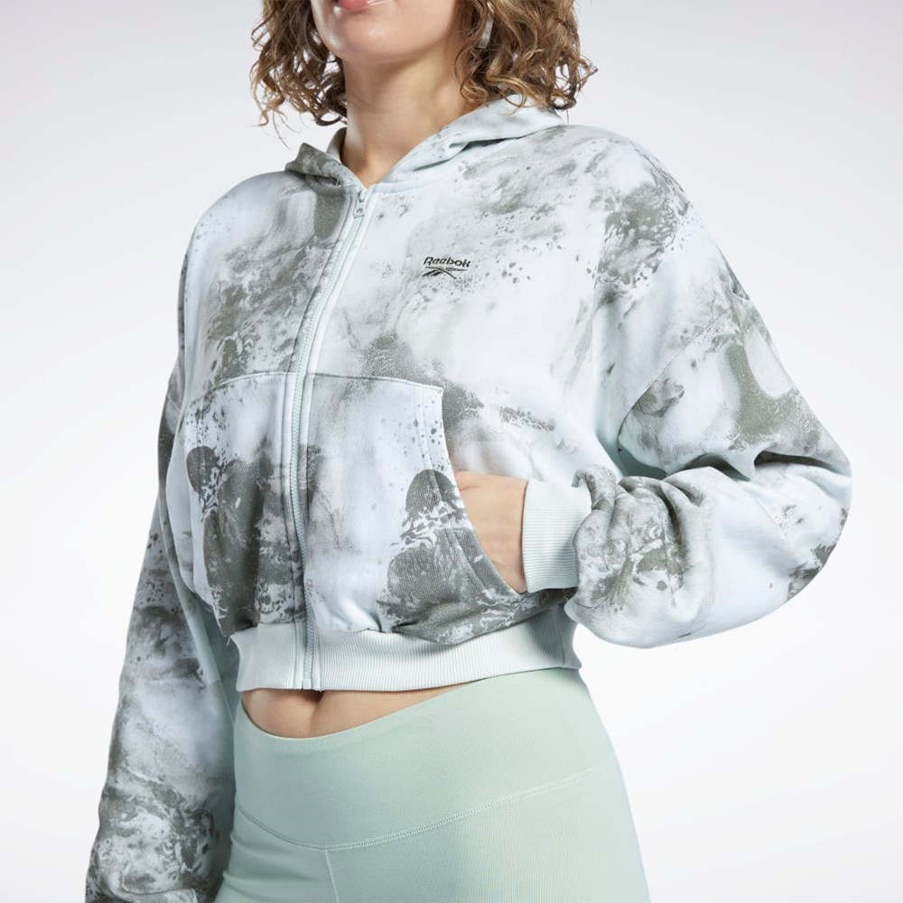 Reebok Classics Cloud Splatter-Print Zip-Up Sweatshirt Głęboka | MUQY-27604