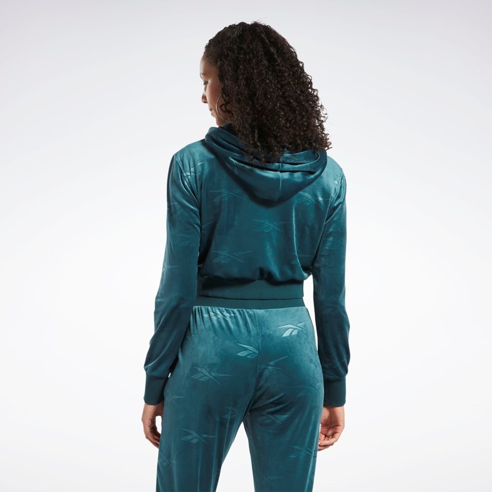 Reebok Classics Energy Q4 Velour Zip-Up Sweatshirt Zielone | ZUEQ-79850