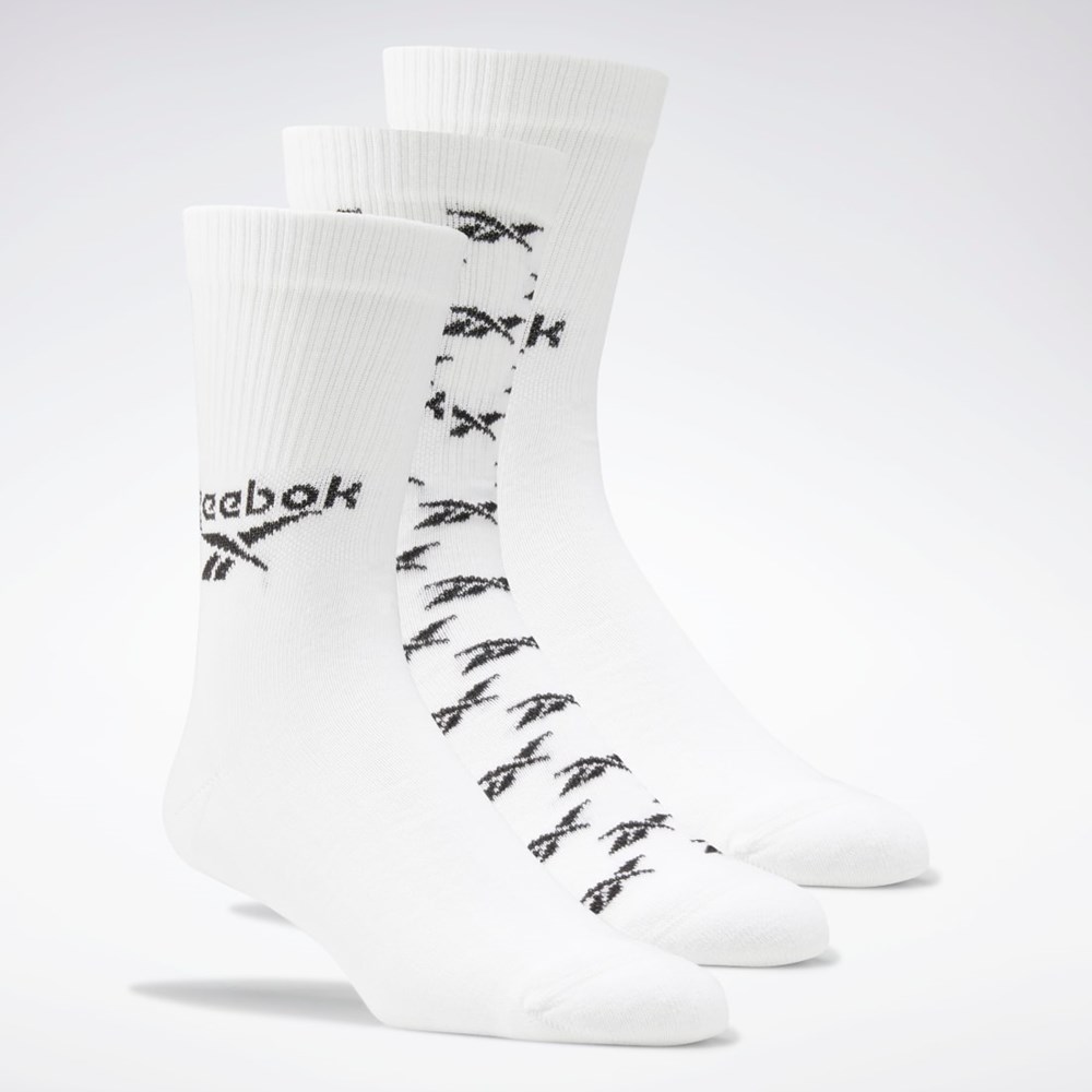 Reebok Classics Fold-Over Crew Socks 3 Pairs Białe | OJXQ-85109