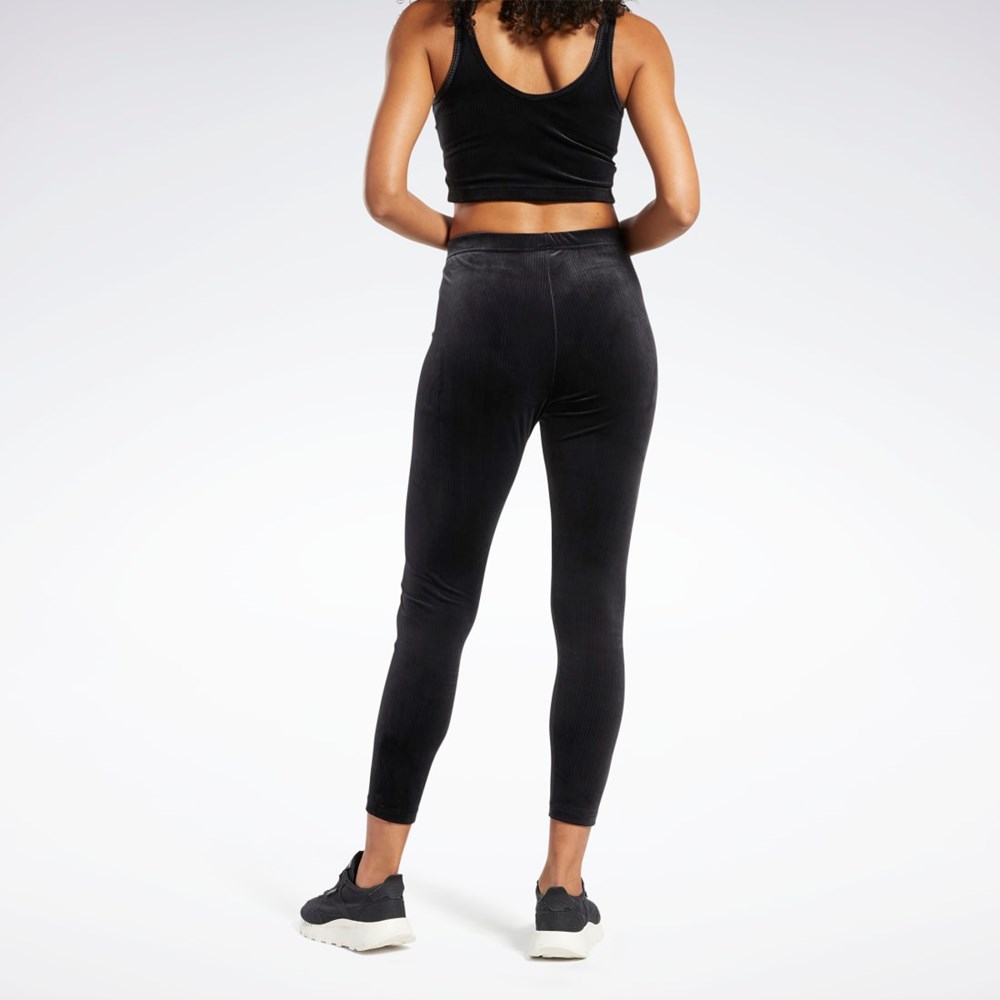 Reebok Classics Velour Tights Czarne | VPMS-30941